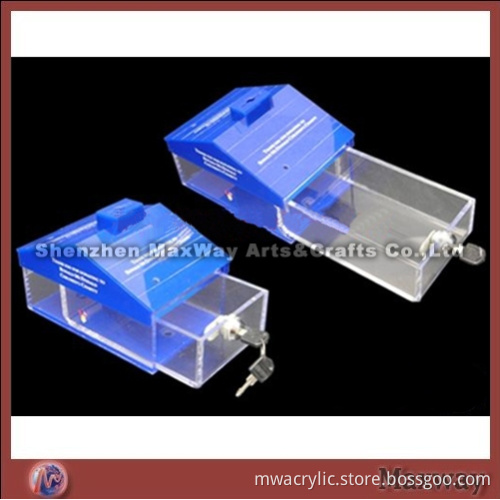 Blue Drawer Acrylic/Plexiglass Coins Collection Box